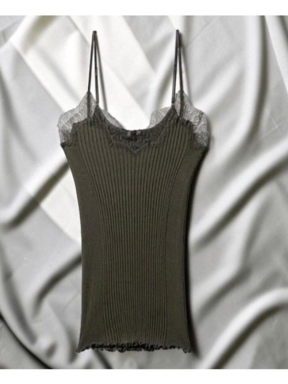 Zimmerli Of Switzerland Richelieu Spaghetti Top Dark Shadow Size Medium -NWT